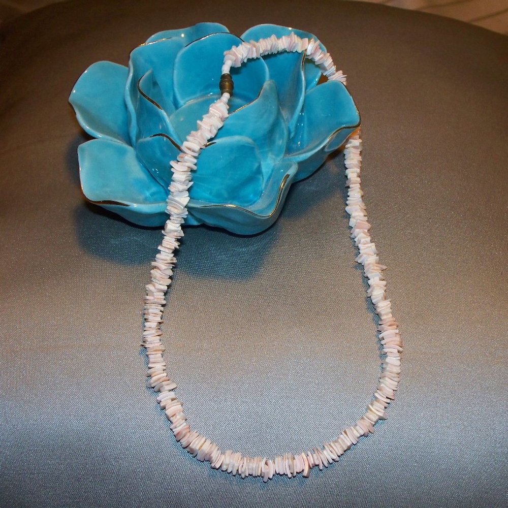 Light Pink Puka Shell Necklace with matching earrings